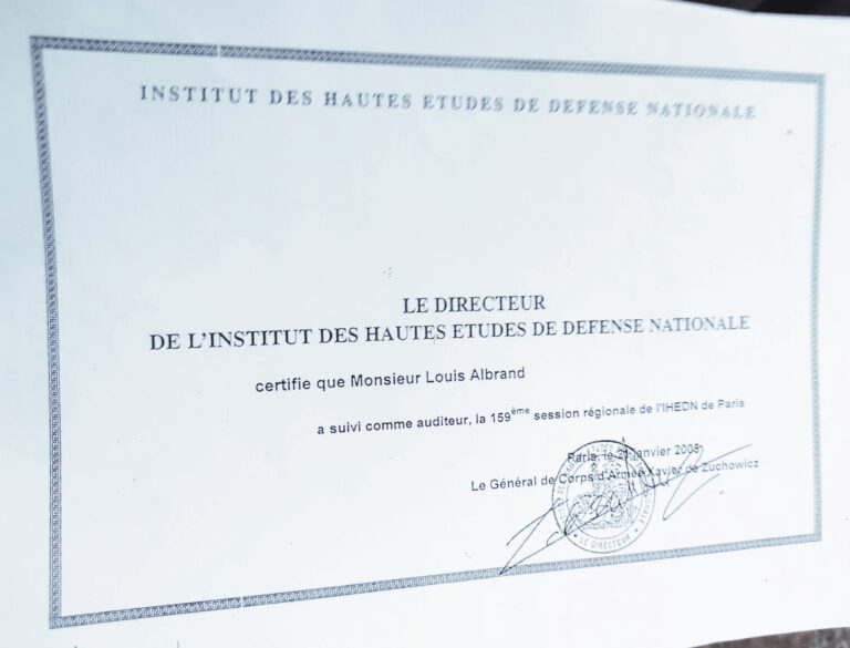 Certificat de l'Institut des Hautes Études de la Défense Nationale